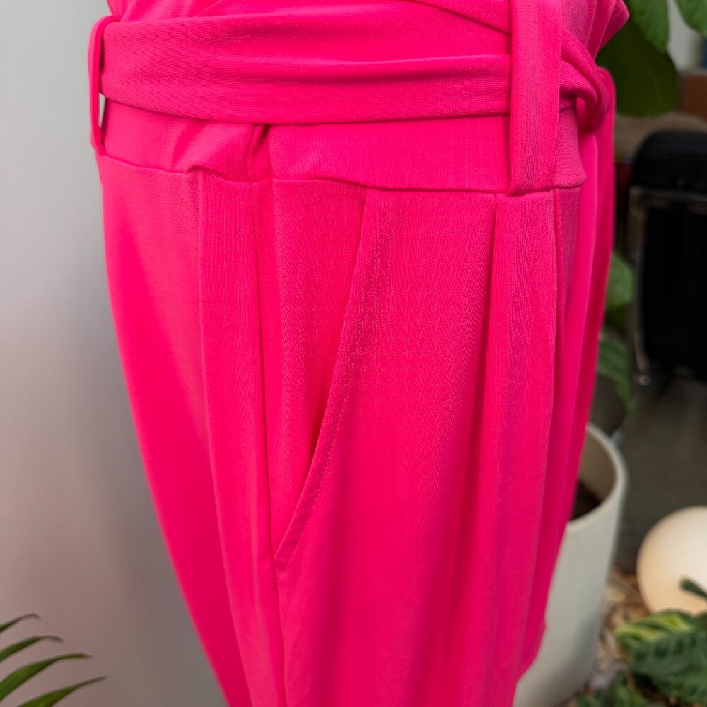 NWT Bright Pink Knit Pant with Side Slit and Tie Hem Ballon Pants - Picture 15 of 15